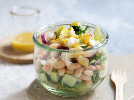 Bohnen-Feta-Salat im Glas Rezept