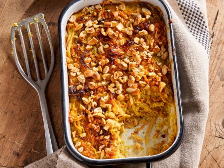 Curry-Steckrüben-Auflauf mit Nusskruste