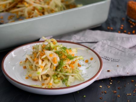 Fenchelsalat mit roten Linsen