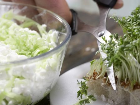 Frischkäse-Gurken-Aufstrich Zubereitung Schritt 3 Frischkäse-Gurken-Aufstrich Zubereitung Schritt 3