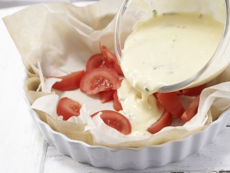 Frischkäse-Tomaten-Tarte Zubereitung Schritt 5 Frischkäse-Tomaten-Tarte Zubereitung Schritt 5