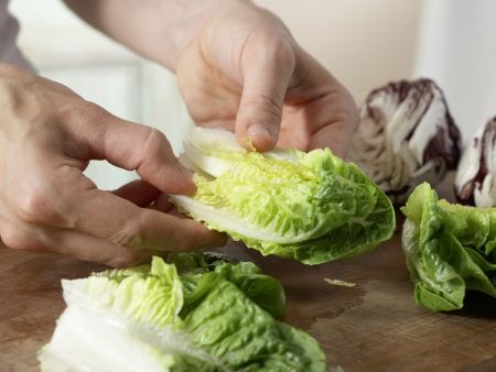 Gemischte Blattsalate mit Avocado Zubereitung Schritt 1 Gemischte Blattsalate mit Avocado Zubereitung Schritt 1