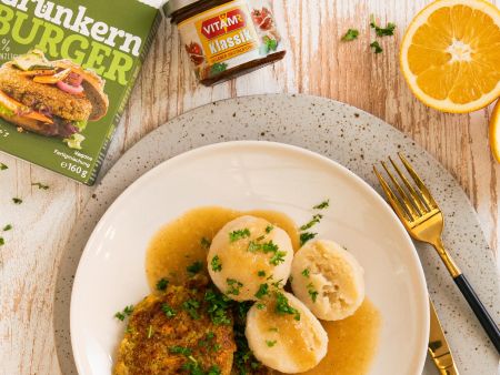 Grünkernbratlinge mit Orangensauce Grünkernbratlinge mit Orangensauce