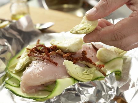 Hähnchenfilet aus der Folie Zubereitung Schritt 7 Hähnchenfilet aus der Folie Zubereitung Schritt 7