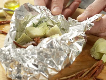 Hähnchenfilet aus der Folie Zubereitung Schritt 8 Hähnchenfilet aus der Folie Zubereitung Schritt 8