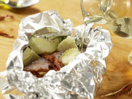 Hähnchenfilet aus der Folie Zubereitung Schritt 9 Hähnchenfilet aus der Folie Zubereitung Schritt 9