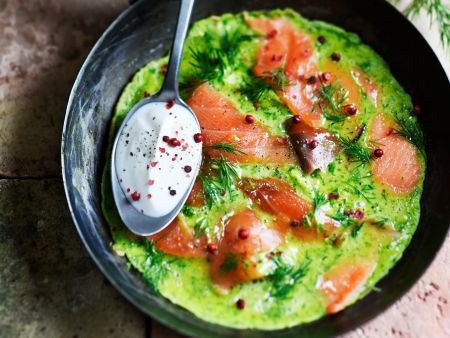 Kräuter-Omelett mit Dill und Räucherlachs Rezept