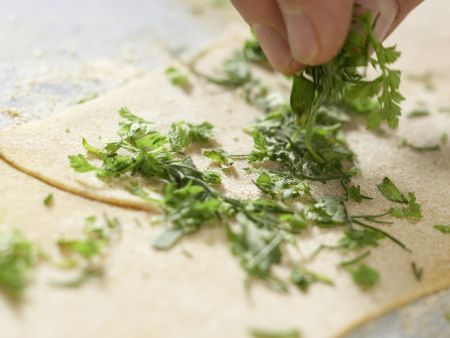 Kräuternudelfetzen mit Garnelen Zubereitung Schritt 3 Kräuternudelfetzen mit Garnelen Zubereitung Schritt 3