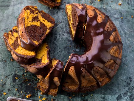 Kürbis-Marmorkuchen mit Schokoladenglasur