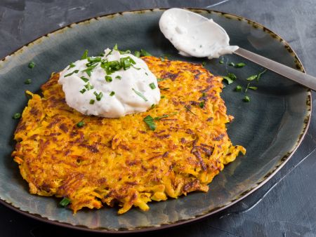Kürbis-Rösti mit Kräuterquark