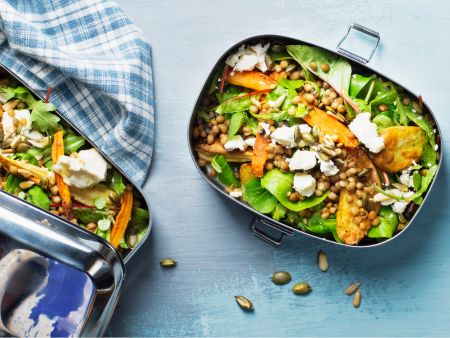 Linsen-Kürbis-Salat mit Feta