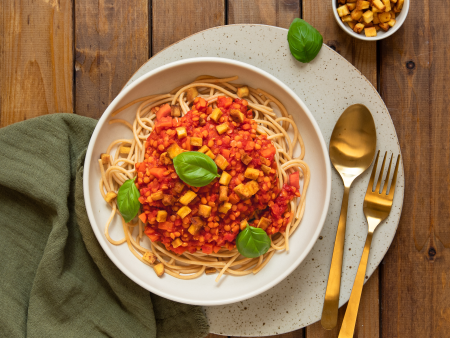 Pasta mit roten Linsen
