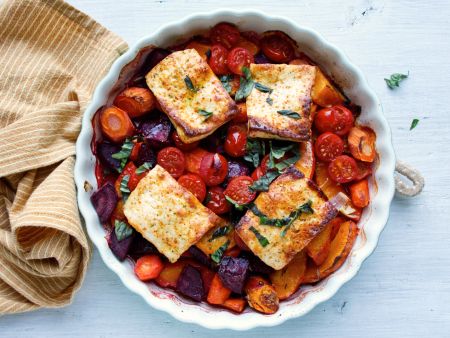 Ofengemüse mit Halloumi Rezept