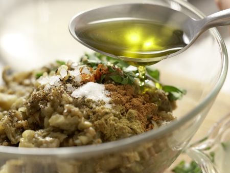 Orientalisches Auberginenpüree auf Fladenbrot Zubereitung Schritt 5 Orientalisches Auberginenpüree auf Fladenbrot Zubereitung Schritt 5