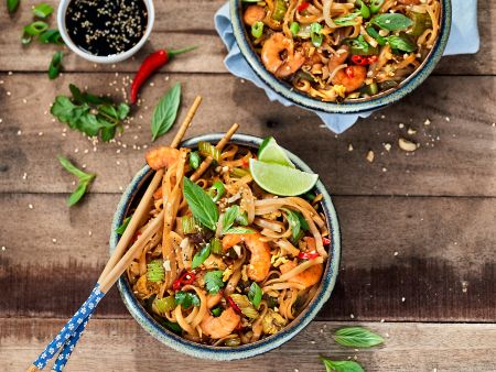 Pad Thai mit Garnelen