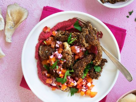 Panierte Pilze mit Dip und Aprikosen-Salsa