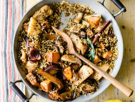 Pilaw mit Pilzen, Quitten und Süßkartoffeln