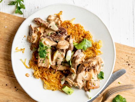 Pilzragout mit Rinderfilet und Rösti