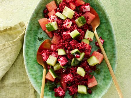 Quinoasalat mit Feta und Wassermelone