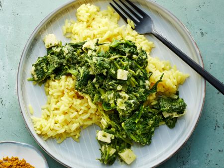 Reis mit Spinat und Mozzarella