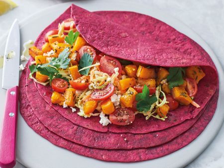 Rote-Bete-Wraps mit Feta und Butternusskürbis
