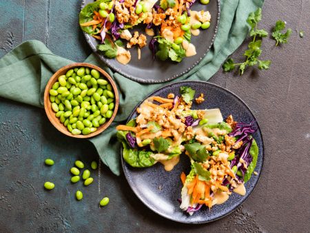 Salatwraps mit Erdnusssauce
