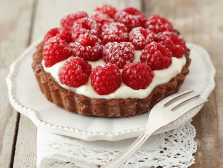 Schokotarte mit Himbeeren
