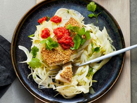 Sesamfisch auf Fenchelsalat