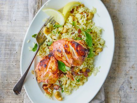 Tandoori-Huhn mit Cashew-Reis