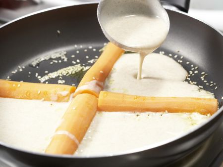 Vollkorn-Pfannkuchen mit Möhren und Sesam Zubereitung Schritt 5 Vollkorn-Pfannkuchen mit Möhren und Sesam Zubereitung Schritt 5
