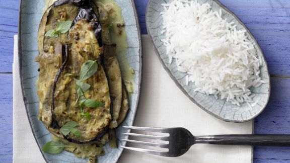 Auberginen-Kokos-Curry mit Basmatireis