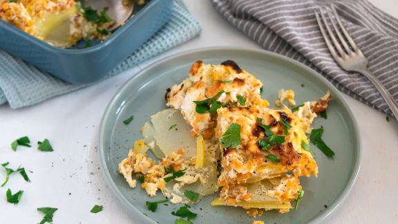 Kohlrabi, Kartoffeln, Auflauf, Linsen