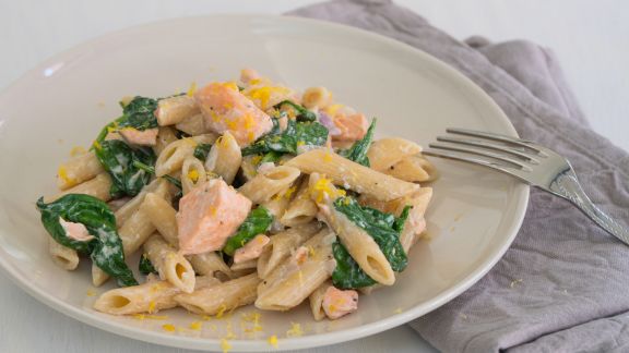 Lachs-Spinat-Pasta