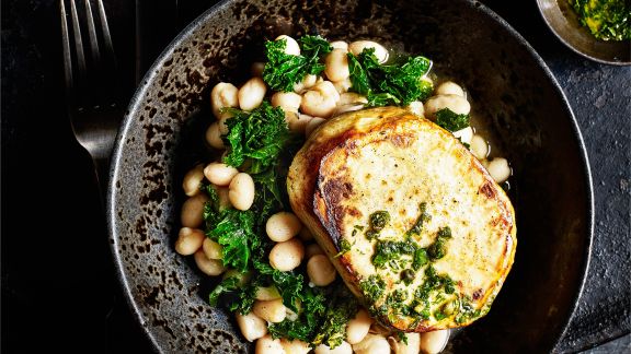 Selleriesteak mit Bohnen