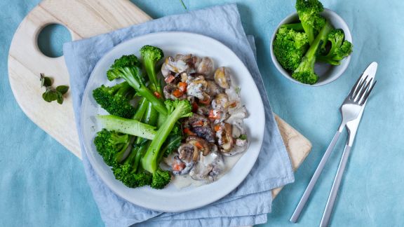 Veganes Pilzragout mit Brokkoli