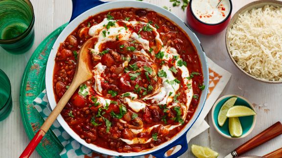 Vegetarisches Chili mit Reis