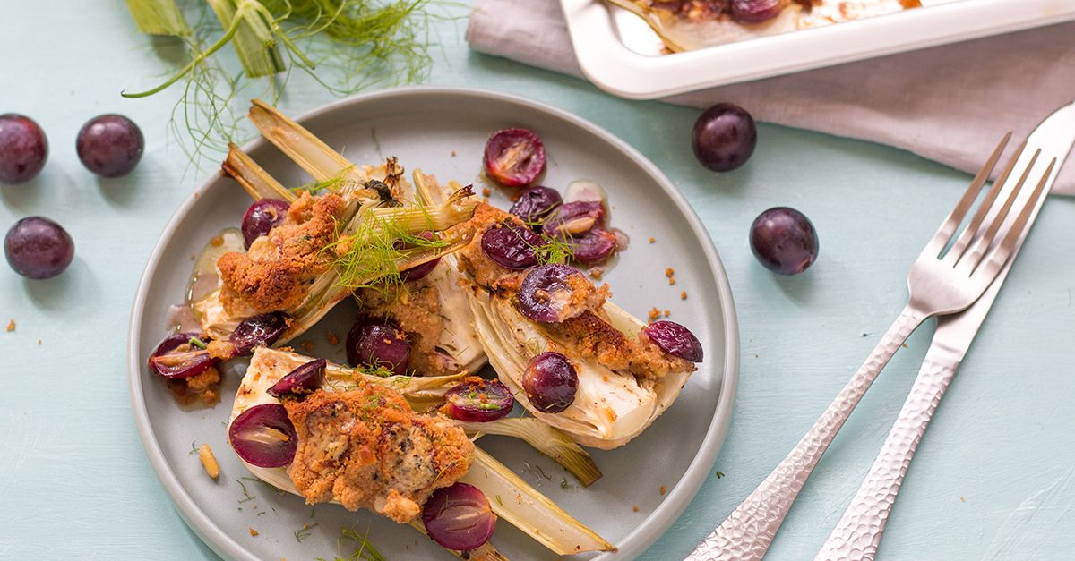 Überbackener Fenchel mit karamellisierten Weintrauben Rezept | EAT SMARTER