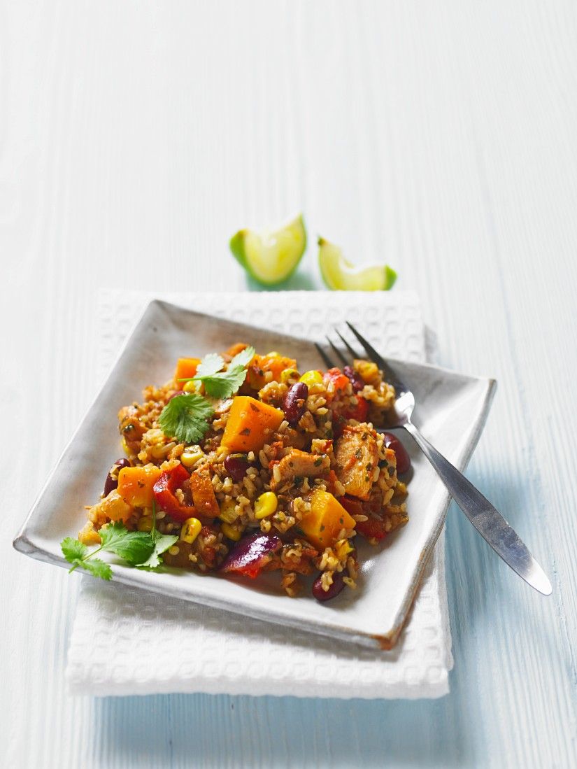 Mexikanische Reispfanne mit Hähnchen