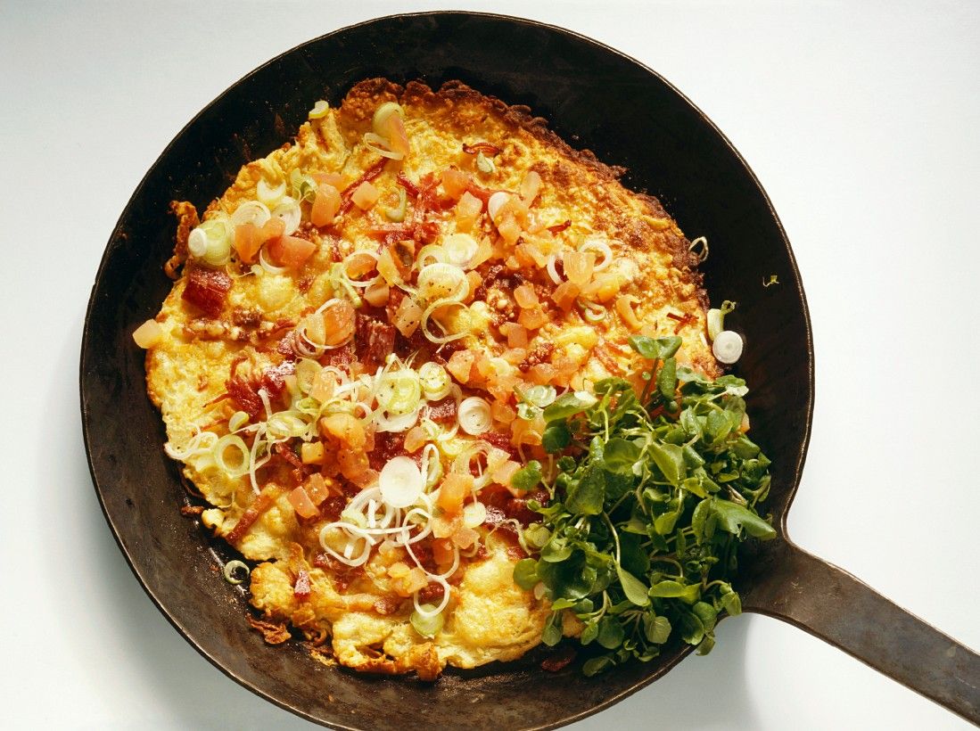 Omelett mit Salami und Kartoffeln