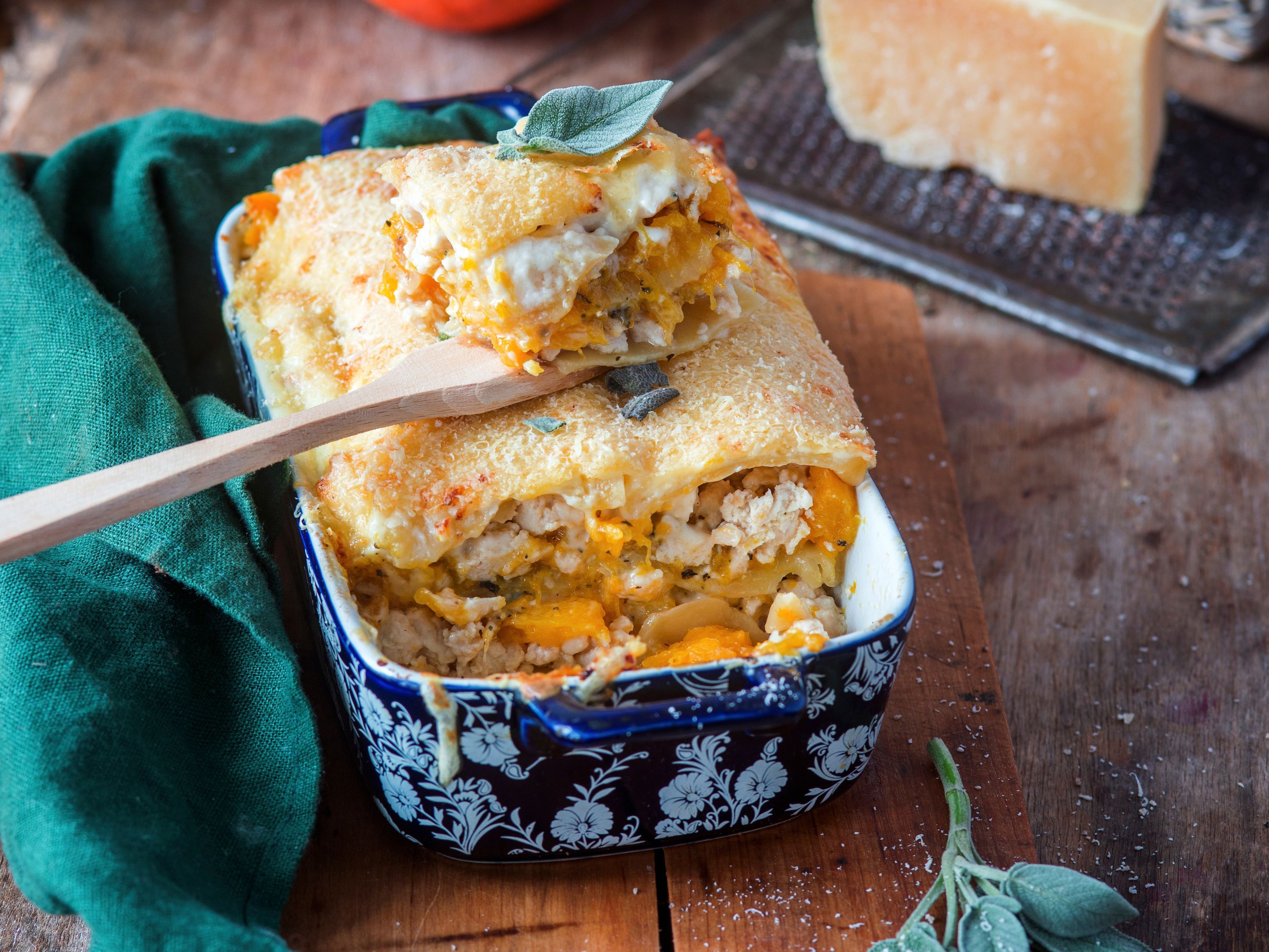 Kürbis-Hähnchen-Lasagne